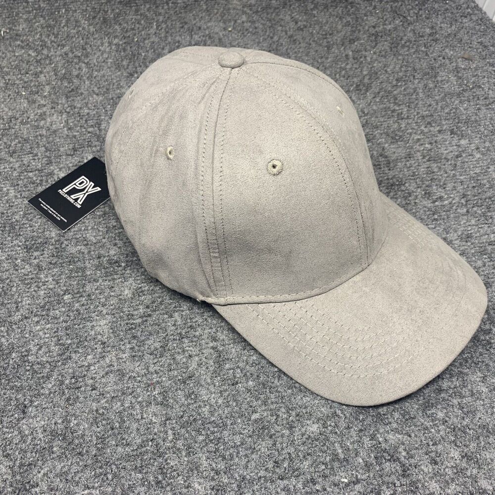PX CLOTHING Soft Faux Gray Suede Adjustable Baseball Cap 1 Size Fits Most